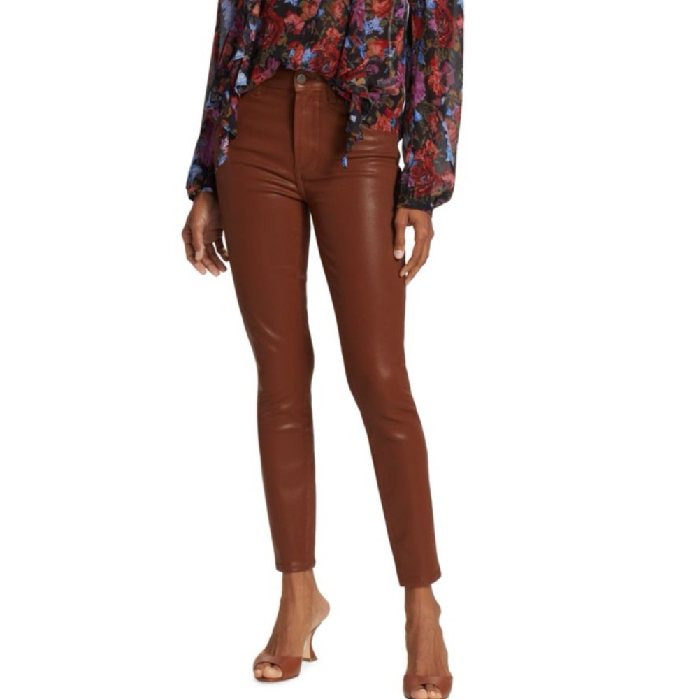 PAIGE Women's Hoxton High Rise Burgundy Dust Coated Ankle Jeans size 23